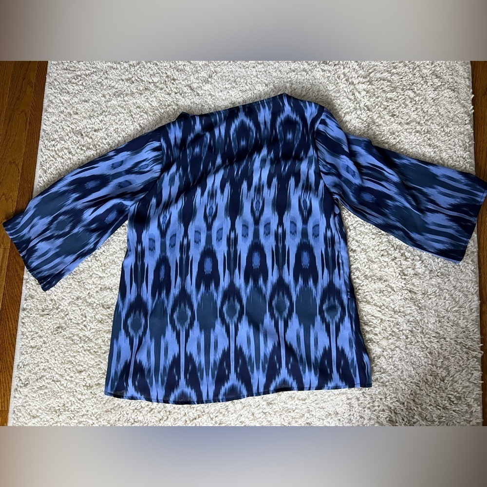 Blue Patterned Women's Mid Sleeve Top - Picture 2 of 5